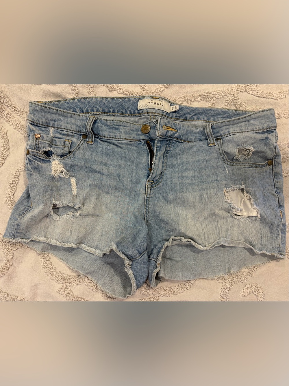 torrid Light Wash Distressed Denim Shorts